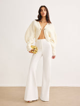 Leg-Of-Mutton Sleeve Metal Cardigan - Maison Sydney
