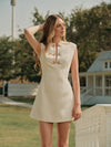 Metal Button Tweed Sleeveless Dress - Maison Sydney