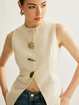 Metal Detail Split Vest - Maison Sydney