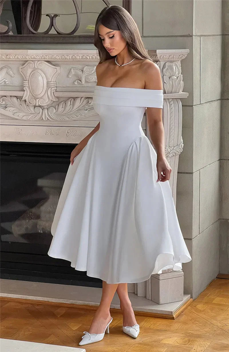 BENNET MIDI DRESS - WHITE - Maison Sydney