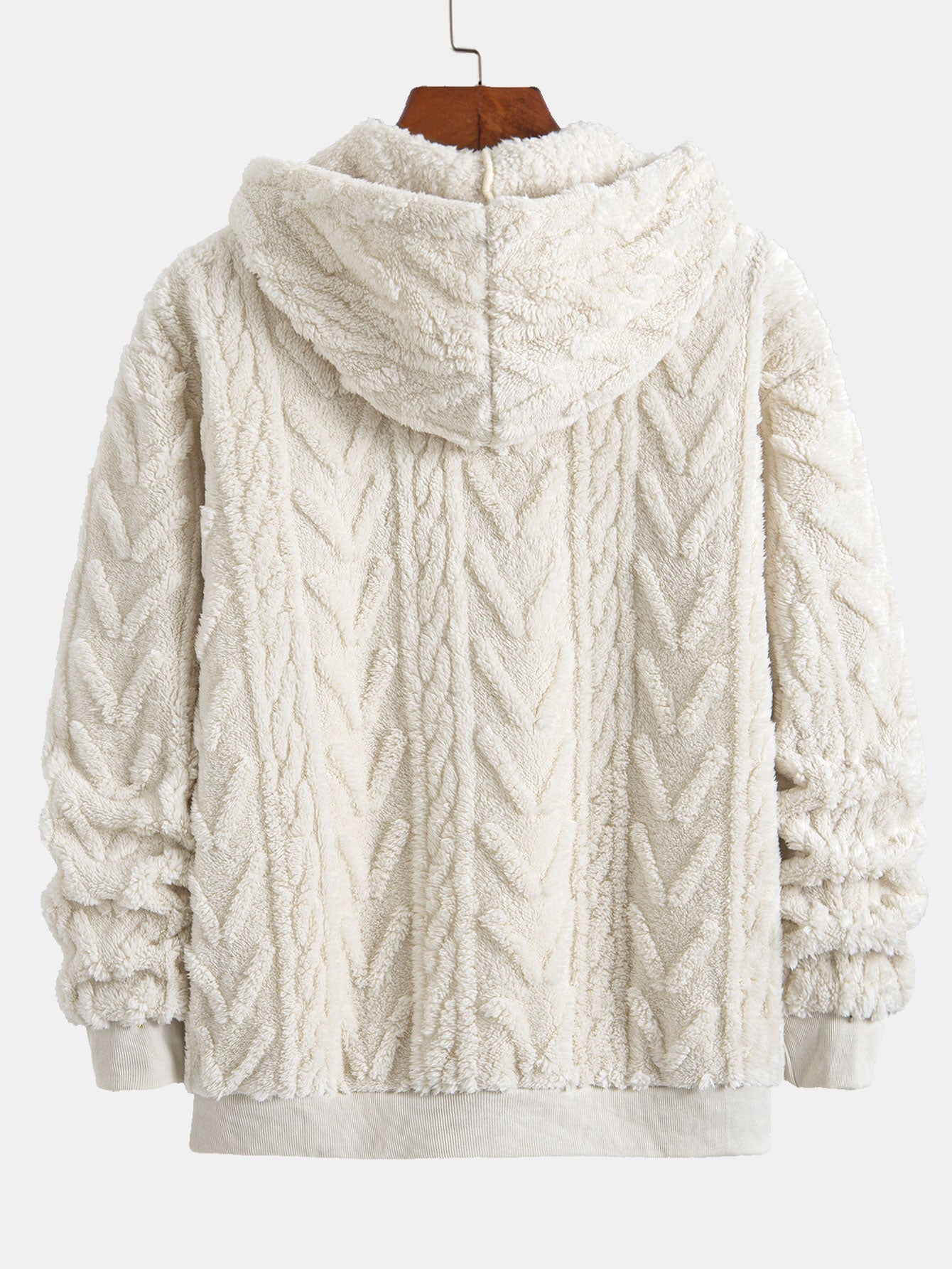 Geometric Jacquard Zip Up Teddy Hoodie - Maison Sydney