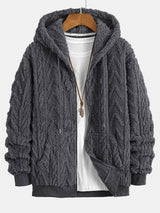 Geometric Jacquard Zip Up Teddy Hoodie - Maison Sydney