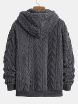 Geometric Jacquard Zip Up Teddy Hoodie - Maison Sydney