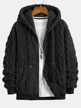 Geometric Jacquard Zip Up Teddy Hoodie - Maison Sydney