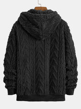 Geometric Jacquard Zip Up Teddy Hoodie - Maison Sydney