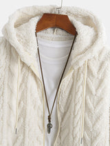 Geometric Jacquard Zip Up Teddy Hoodie - Maison Sydney