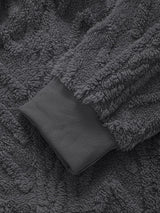 Geometric Jacquard Zip Up Teddy Hoodie - Maison Sydney