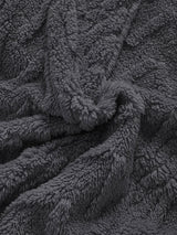 Geometric Jacquard Zip Up Teddy Hoodie - Maison Sydney