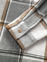 Relax Fit Contrast Corduroy Plaid Hooded Shirt - Maison Sydney