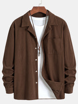 Long Sleeve Corduroy Cuban Collar Shirt - Maison Sydney
