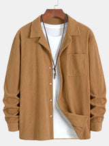Long Sleeve Corduroy Cuban Collar Shirt - Maison Sydney