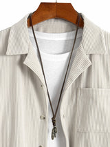 Long Sleeve Corduroy Cuban Collar Shirt - Maison Sydney