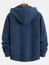 Fleece Lined Corduroy HoodedOvershirt - Maison Sydney