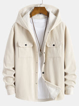 Fleece Lined Corduroy HoodedOvershirt - Maison Sydney