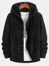 Fleece Lined Corduroy HoodedOvershirt - Maison Sydney