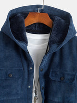 Fleece Lined Corduroy HoodedOvershirt - Maison Sydney