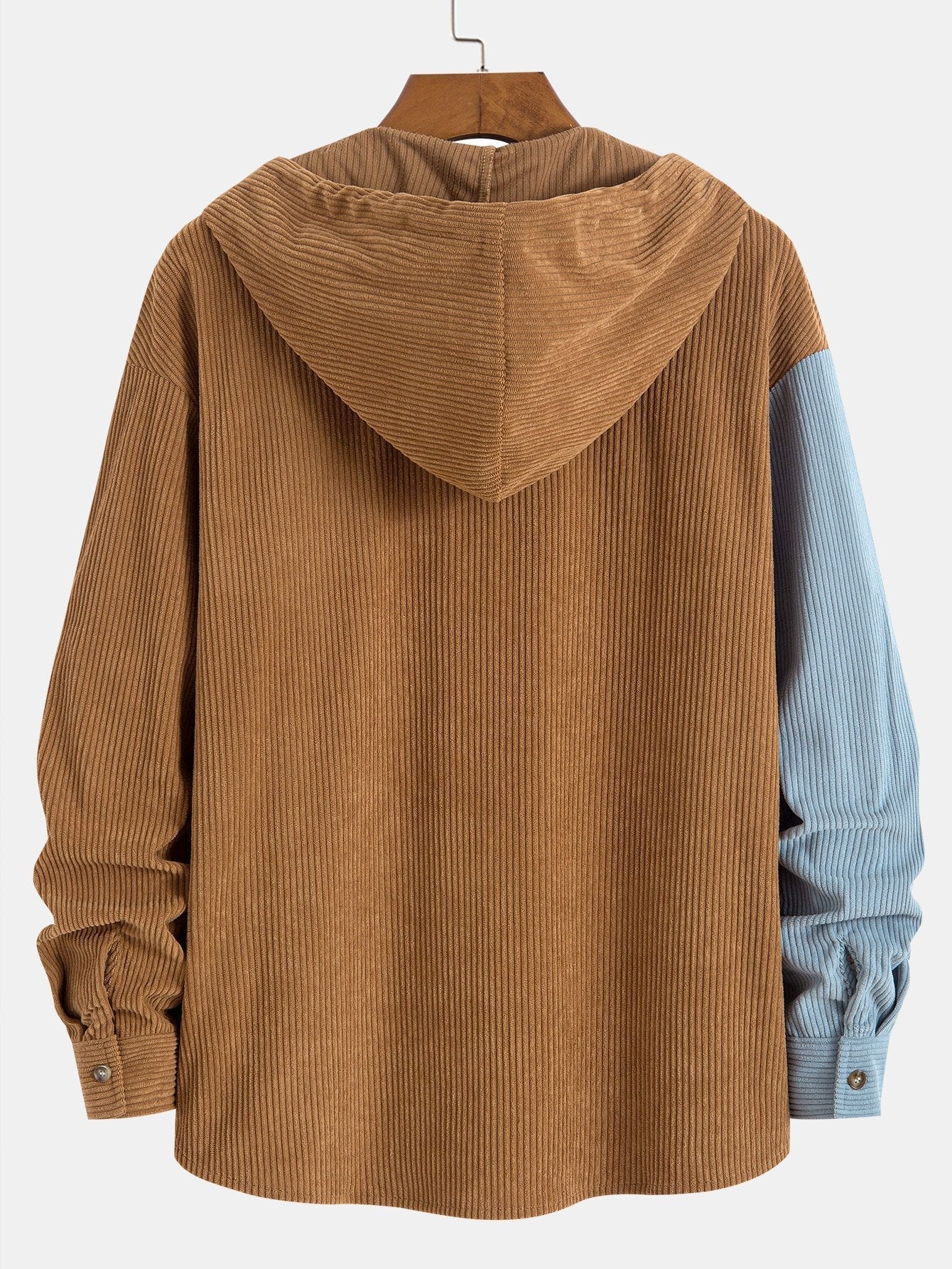 Relax Fit Colorblock Corduroy Hooded Shirt - Maison Sydney
