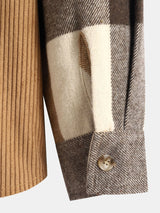 Relax Fit Flannel Plaid Corduroy Patchwork Hooded Shirt - Maison Sydney