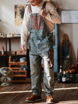 Contrast Denim Overalls - Threadford