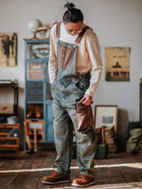 Contrast Denim Overalls - Threadford