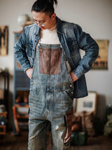 Contrast Denim Overalls - Threadford