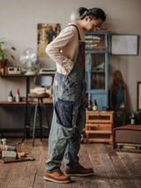 Contrast Denim Overalls - Threadford