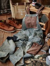 Contrast Denim Overalls - Threadford