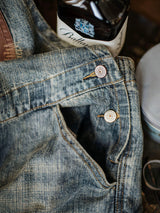 Contrast Denim Overalls - Threadford