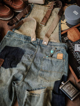 Contrast Denim Overalls - Threadford