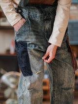 Contrast Denim Overalls - Threadford