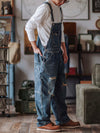 Artisan Distressed Denim Bib Overalls - Threadford