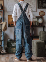 Artisan Distressed Denim Bib Overalls - Threadford
