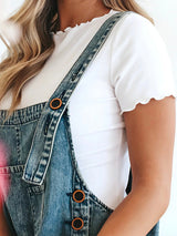 Loose Fit Distressed Denim Overalls - Threadford