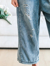 Loose Fit Distressed Denim Overalls - Threadford