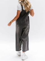 Loose Fit Distressed Denim Overalls - Threadford
