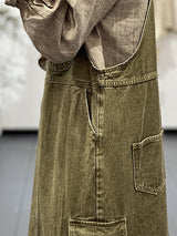 Vintage-Inspired Cargo Overall Dress - Threadford