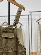 Vintage-Inspired Cargo Overall Dress - Threadford