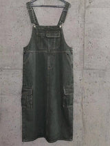 Vintage-Inspired Cargo Overall Dress - Threadford