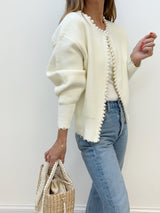 Pearl Trim Ripped Hem Cardigan - Maison Sydney