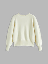 Pearl Trim Ripped Hem Cardigan - Maison Sydney