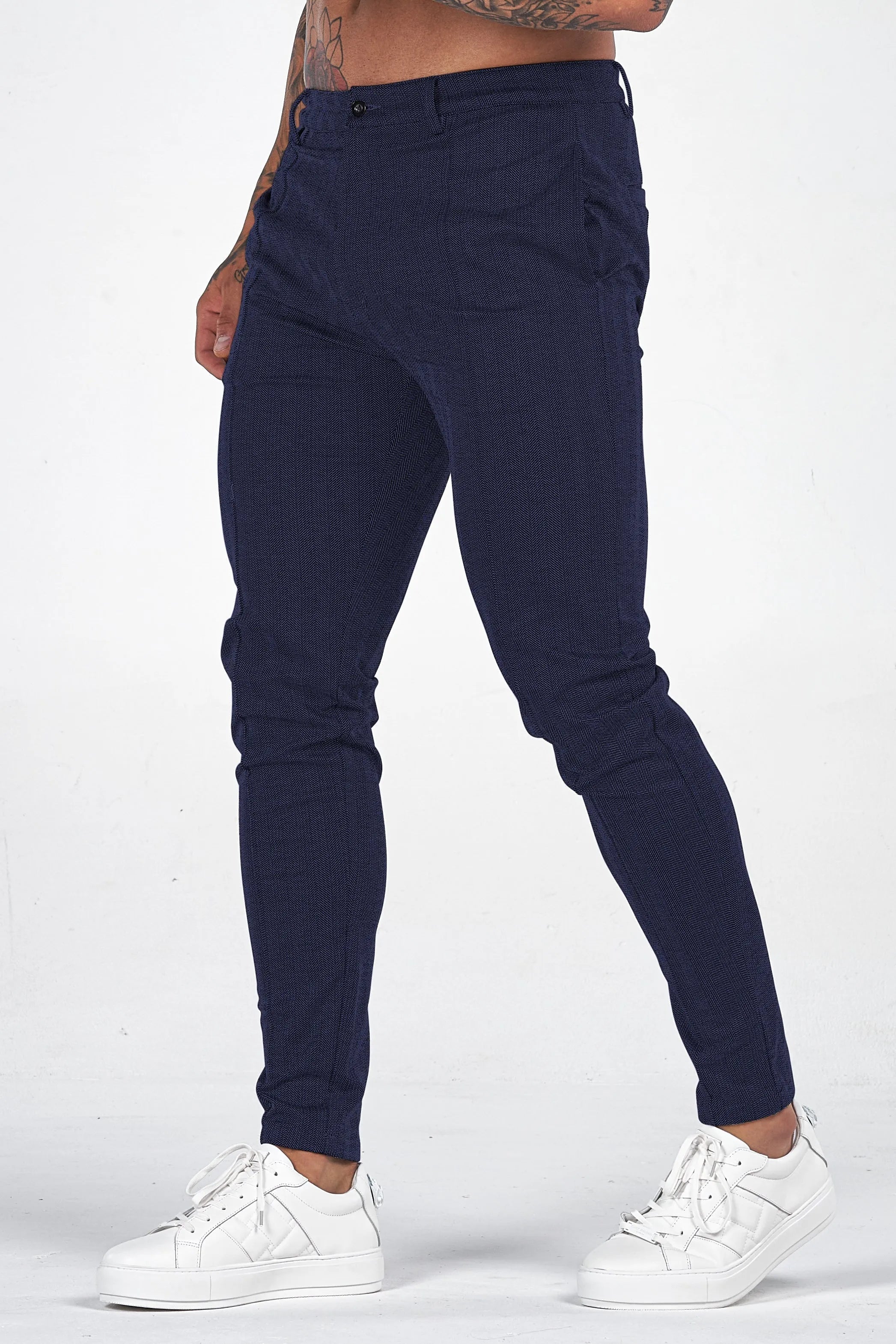 THE CHEVRON TROUSERS - NAVY BLUE - Maison Sydney