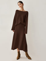 Oversized Sweater Two Piece Skirt Set - Maison Sydney