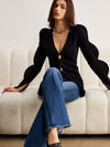 Turn Lock Wave-Sleeve Cardigan - Maison Sydney