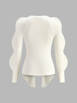 Turn Lock Wave-Sleeve Cardigan - Maison Sydney