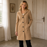 Evelyn | Women’s Long Trench Coat with Button Placket