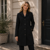 Evelyn | Women’s Long Trench Coat with Button Placket
