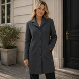 Evelyn | Women’s Long Trench Coat with Button Placket
