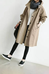 Oprah | Women's Oversized Hooded Waterproof Trench Coat with Pockets