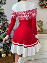 Hannah | Women's Christmas Geo Knit Dress