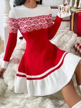 Hannah | Women's Christmas Geo Knit Dress